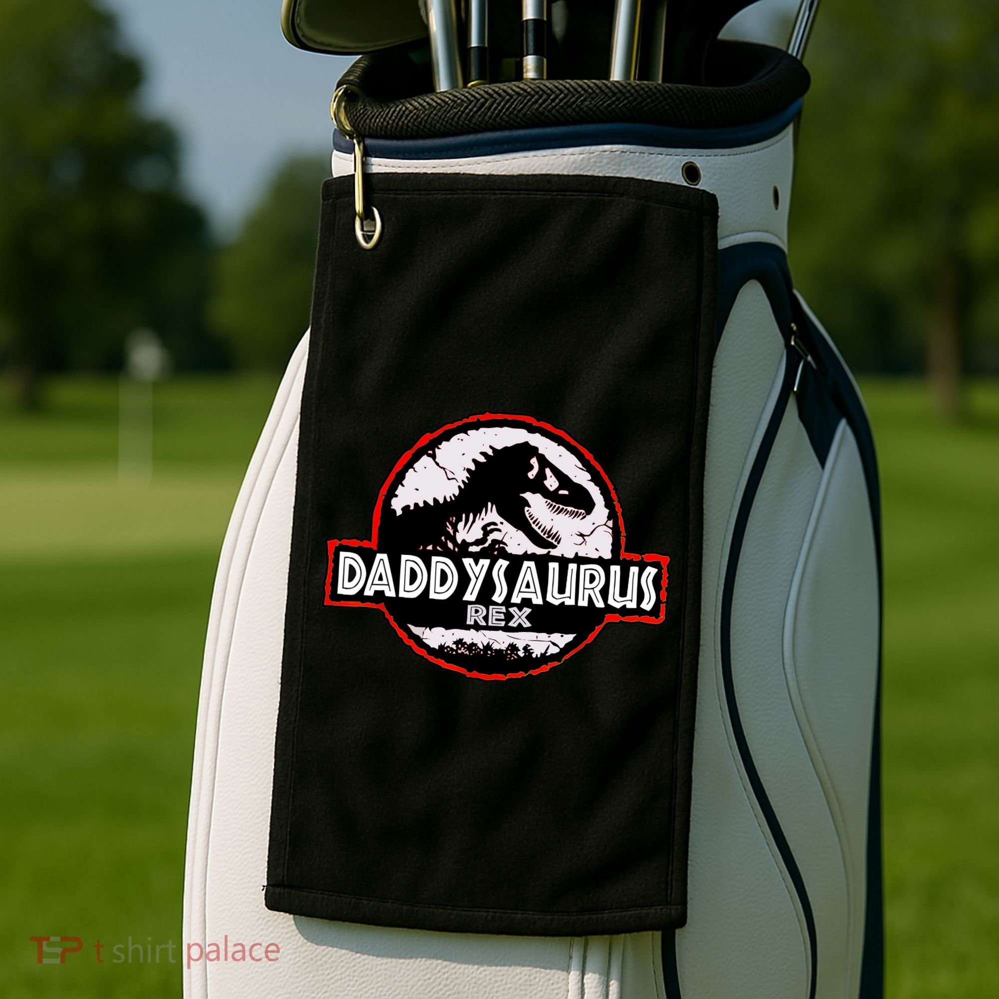 Dinosaur Daddysaurus Rex Father Day For Dad Funny Gifts Idea Golf Towel