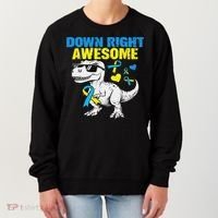 Dinosaur Down Right Awesome Down Syndrome Awareness Women's Sweatshirt thumb 0