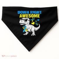 Dinosaur Down Right Awesome Down Syndrome Awareness USA-Made Doggie Bandana thumb 0