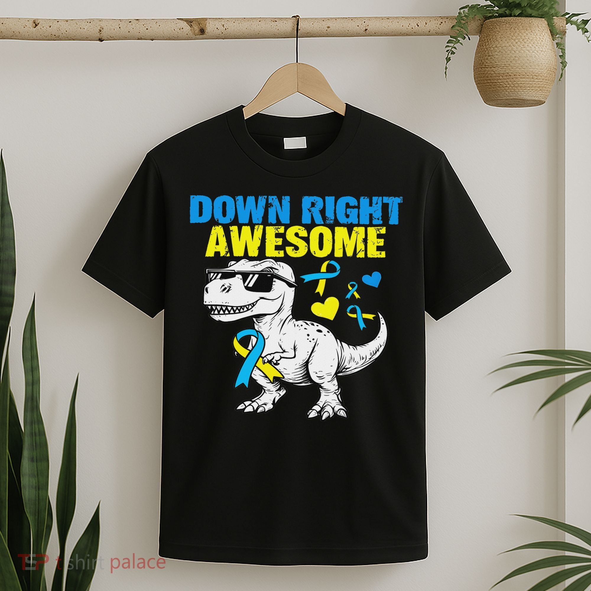 Dinosaur Down Right Awesome Down Syndrome Awareness T-Shirt