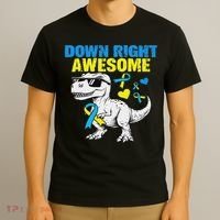 Dinosaur Down Right Awesome Down Syndrome Awareness T-Shirt thumb 3