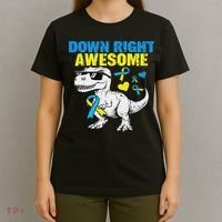 Dinosaur Down Right Awesome Down Syndrome Awareness T-Shirt thumb 4