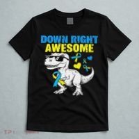 Dinosaur Down Right Awesome Down Syndrome Awareness T-Shirt thumb 5