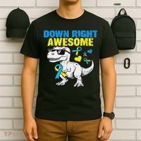 Dinosaur Down Right Awesome Down Syndrome Awareness T-Shirt thumb 6