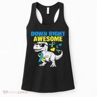 Dinosaur Down Right Awesome Down Syndrome Awareness Women's Tank Top thumb 0
