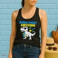 Dinosaur Down Right Awesome Down Syndrome Awareness Women's Tank Top thumb 2