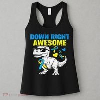 Dinosaur Down Right Awesome Down Syndrome Awareness Women's Tank Top thumb 3