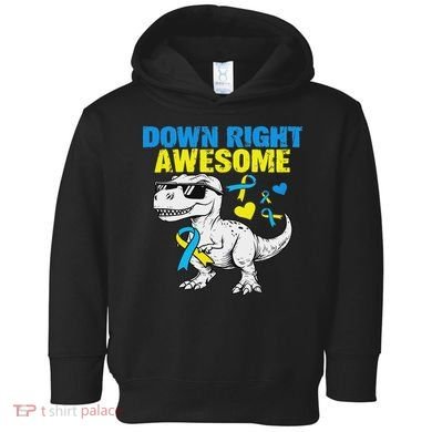 Dinosaur Down Right Awesome Down Syndrome Awareness Toddler Hoodie