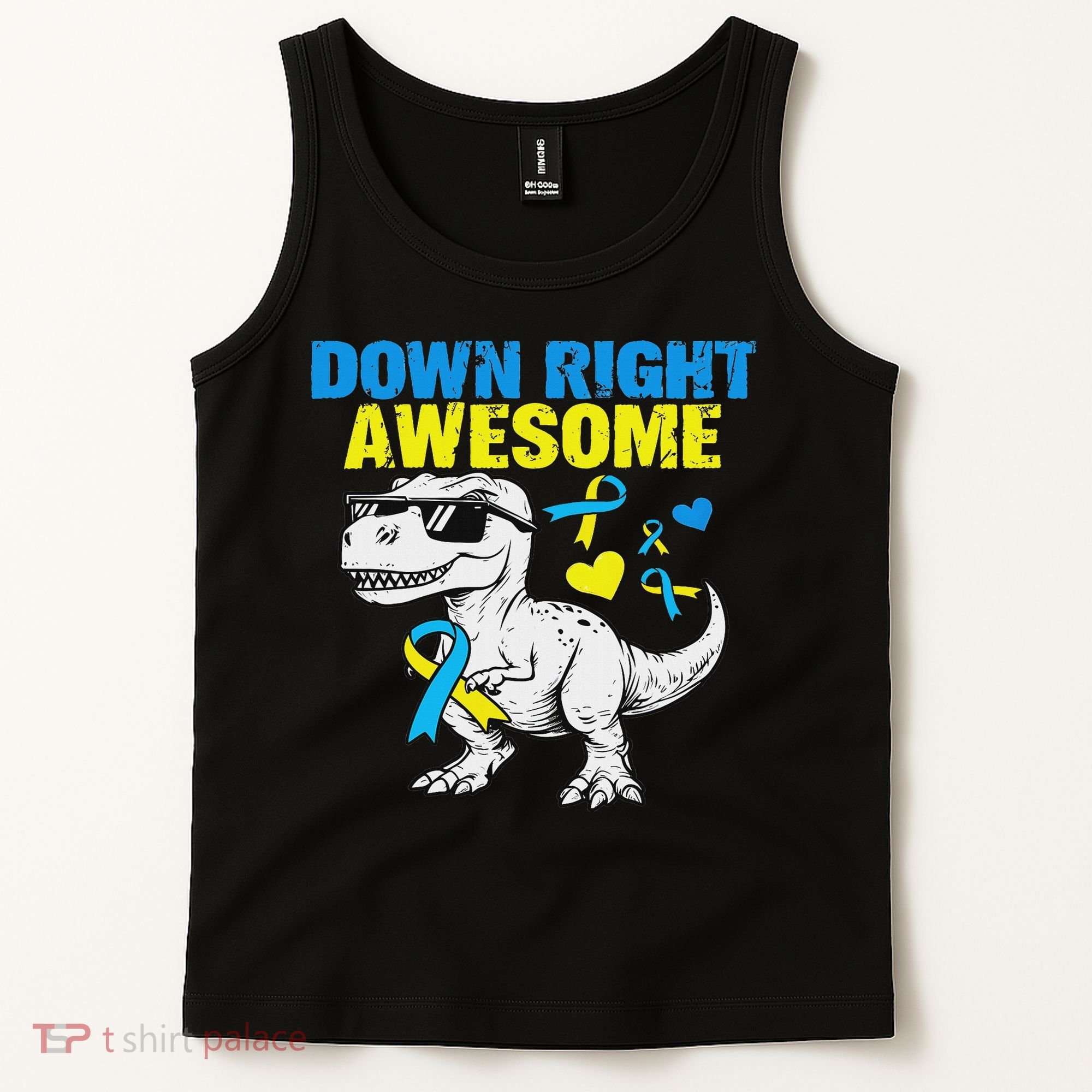 Dinosaur Down Right Awesome Down Syndrome Awareness Tank Top