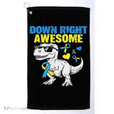Dinosaur Down Right Awesome Down Syndrome Awareness Golf Towel