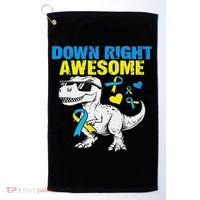 Dinosaur Down Right Awesome Down Syndrome Awareness Golf Towel thumb 0