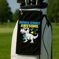 Dinosaur Down Right Awesome Down Syndrome Awareness Golf Towel thumb 2