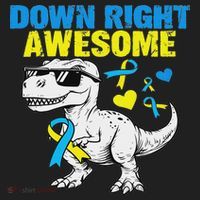 Dinosaur Down Right Awesome Down Syndrome Awareness Golf Towel thumb 3