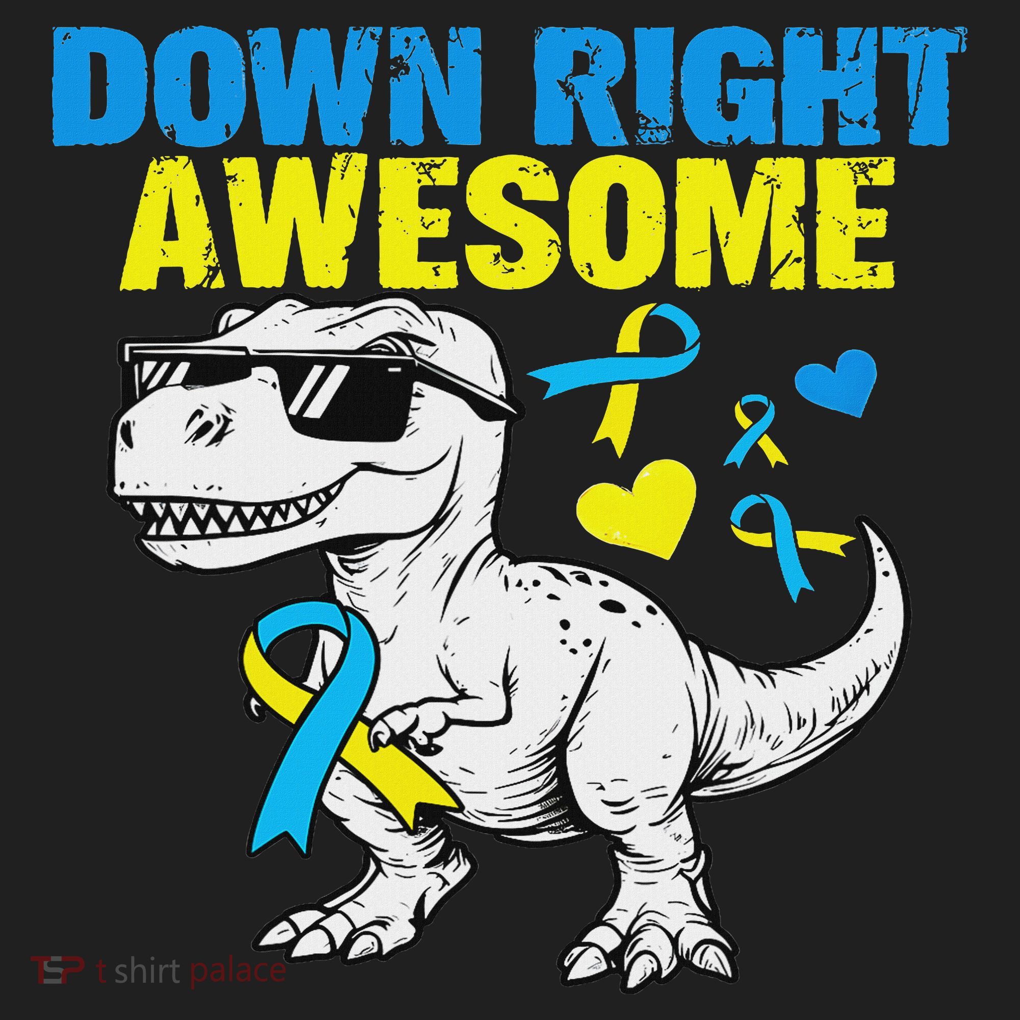 Dinosaur Down Right Awesome Down Syndrome Awareness Golf Towel