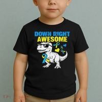 Dinosaur Down Right Awesome Down Syndrome Awareness Toddler T-Shirt thumb 2