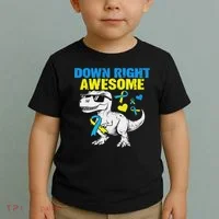 Dinosaur Down Right Awesome Down Syndrome Awareness Toddler T-Shirt thumb 2