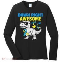 Dinosaur Down Right Awesome Down Syndrome Awareness Women's Long Sleeve Shirt thumb 0