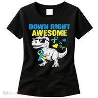 Dinosaur Down Right Awesome Down Syndrome Awareness Women's T-Shirt thumb 0