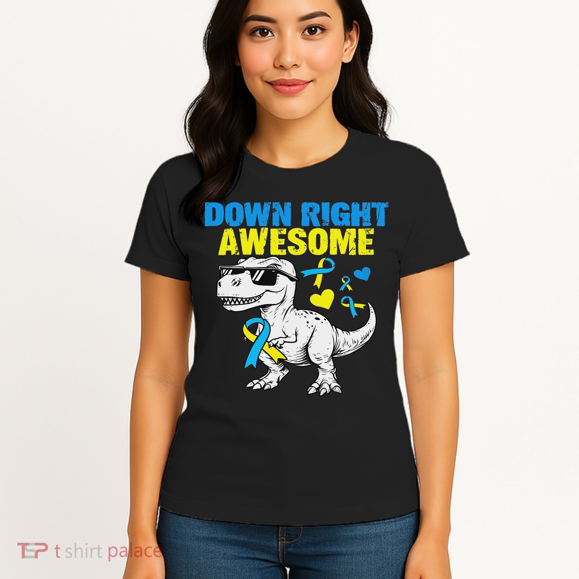 Dinosaur Down Right Awesome Down Syndrome Awareness Women's T-Shirt