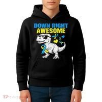 Dinosaur Down Right Awesome Down Syndrome Awareness Kids Hoodie thumb 4