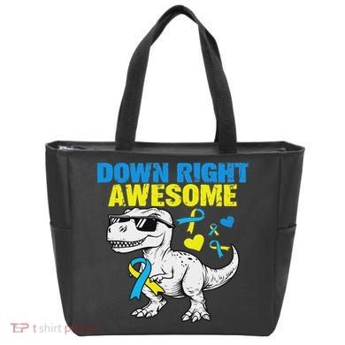 Dinosaur Down Right Awesome Down Syndrome Awareness Tote Bag