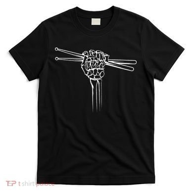 Drummer Drum Sticks Skeleton Hand Horns T-Shirt