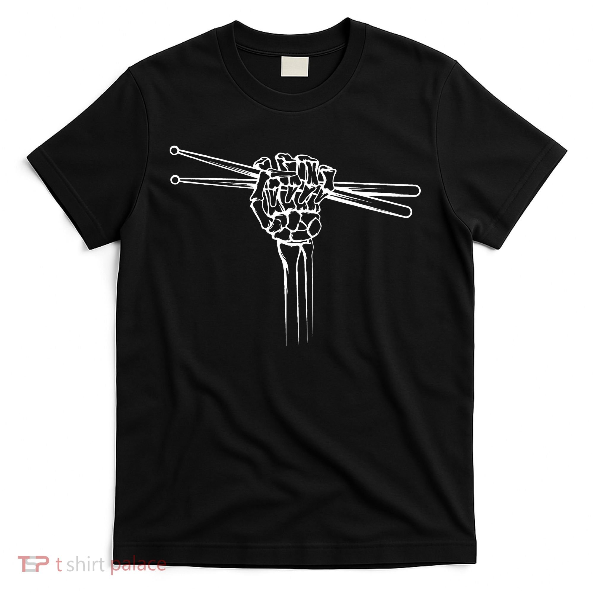 Drummer Drum Sticks Skeleton Hand Horns T-Shirt