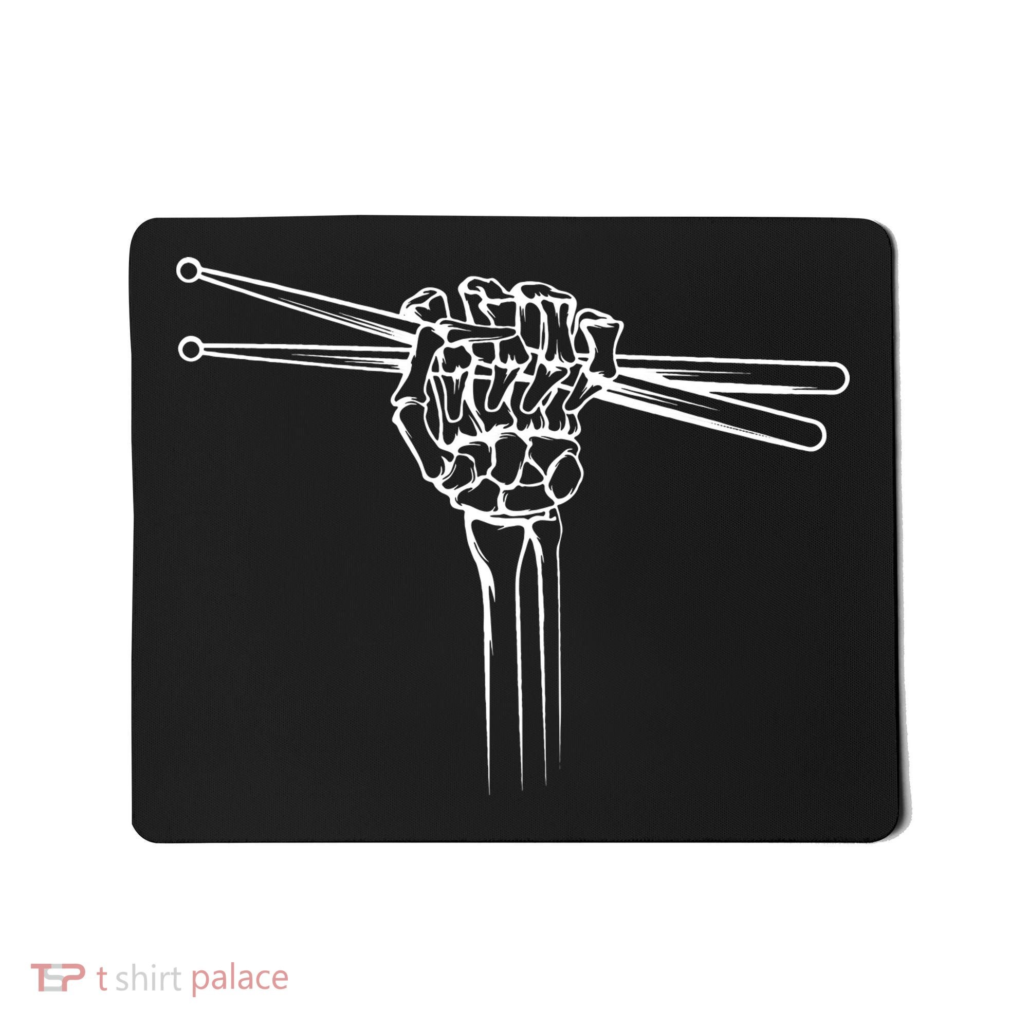 Drummer Drum Sticks Skeleton Hand Horns Mousepad