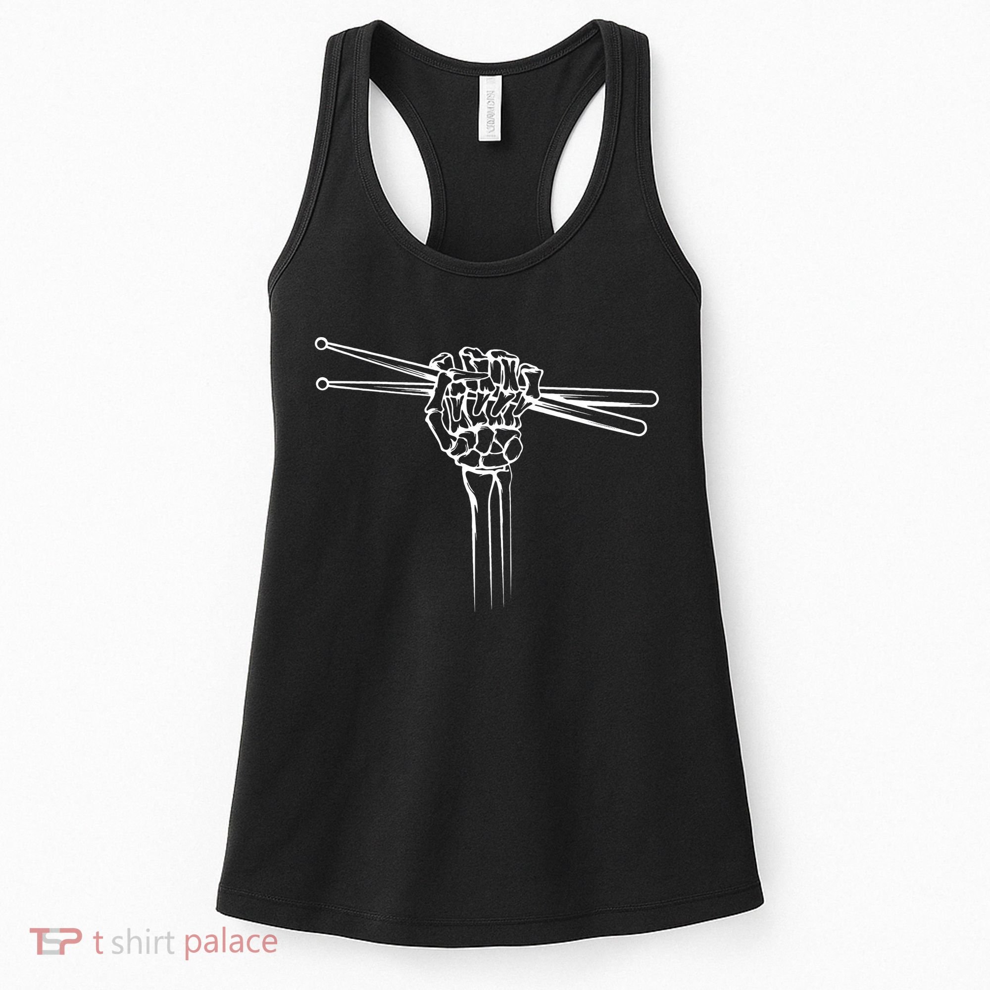 Drummer Drum Sticks Skeleton Hand Horns Women's Tank Top