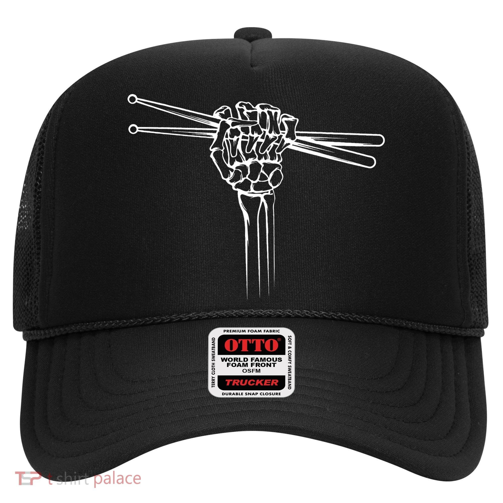 Drummer Drum Sticks Skeleton Hand Horns Hat