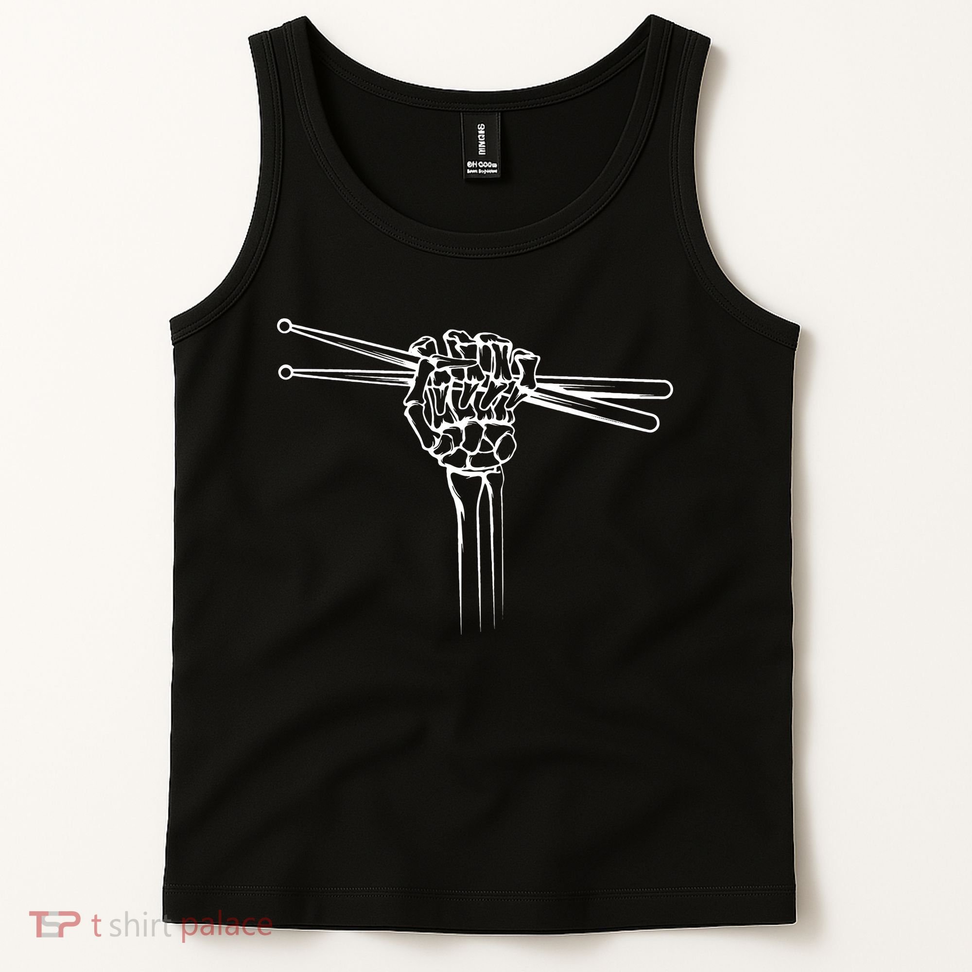 Drummer Drum Sticks Skeleton Hand Horns Tank Top
