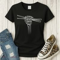 Drummer Drum Sticks Skeleton Hand Horns Women's T-Shirt thumb 3