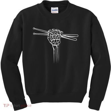 Drummer Drum Sticks Skeleton Hand Horns Kids Sweatshirt