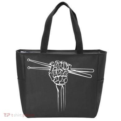 Drummer Drum Sticks Skeleton Hand Horns Tote Bag
