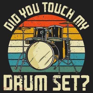 Drummer Drum Set Vintage Retro Did You Touch My Drum Set Crop Fleece Hoodie
