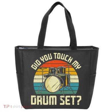 Drummer Drum Set Vintage Retro Did You Touch My Drum Set Tote Bag
