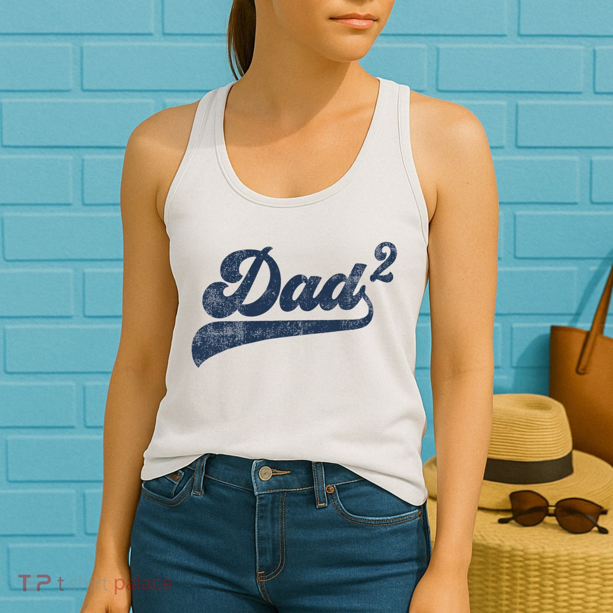 Dad2 Dad Squared Gifts Father Of Two Daddy 2 Second Time Dad Women's Tank Top