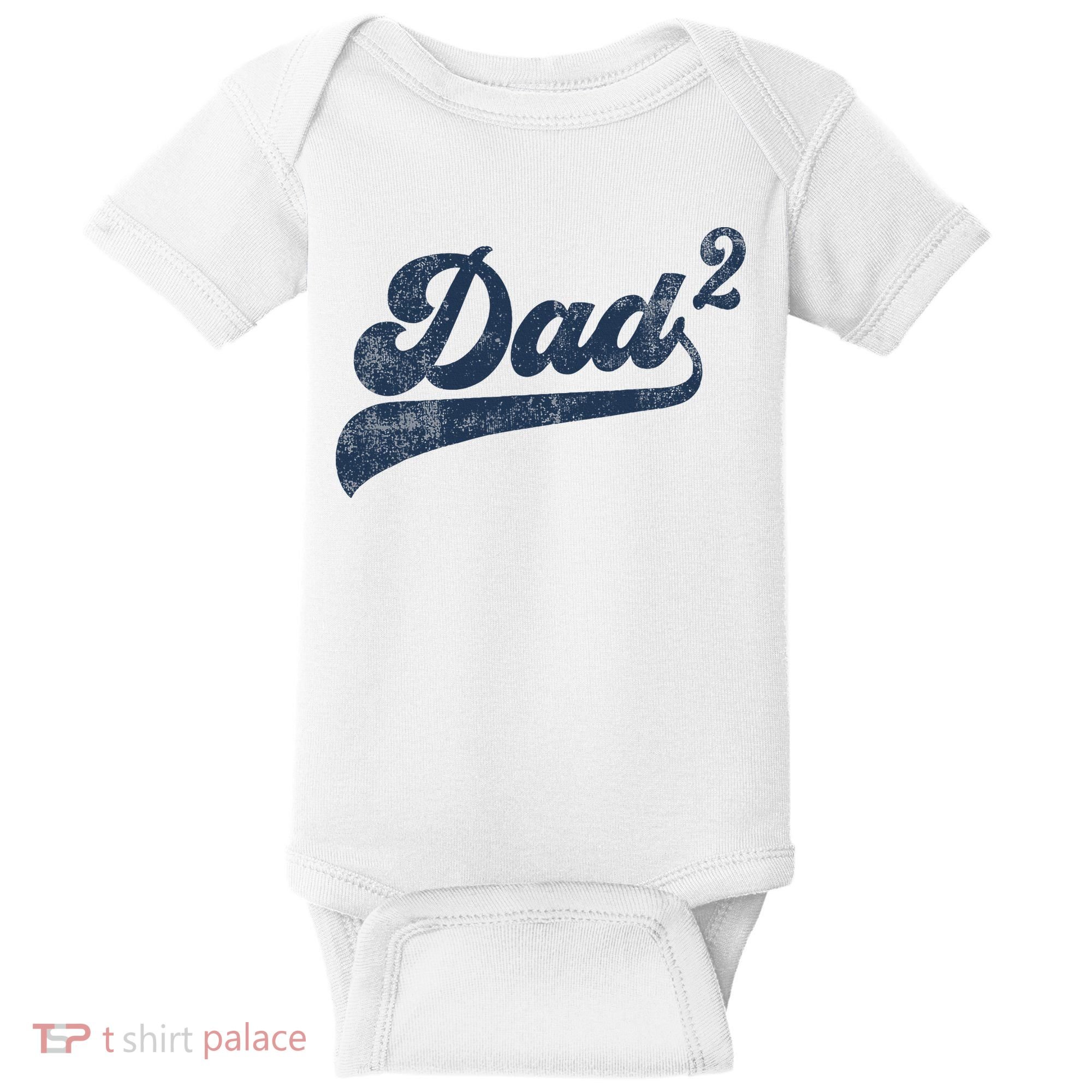 Dad2 Dad Squared Gifts Father Of Two Daddy 2 Second Time Dad Baby Bodysuit