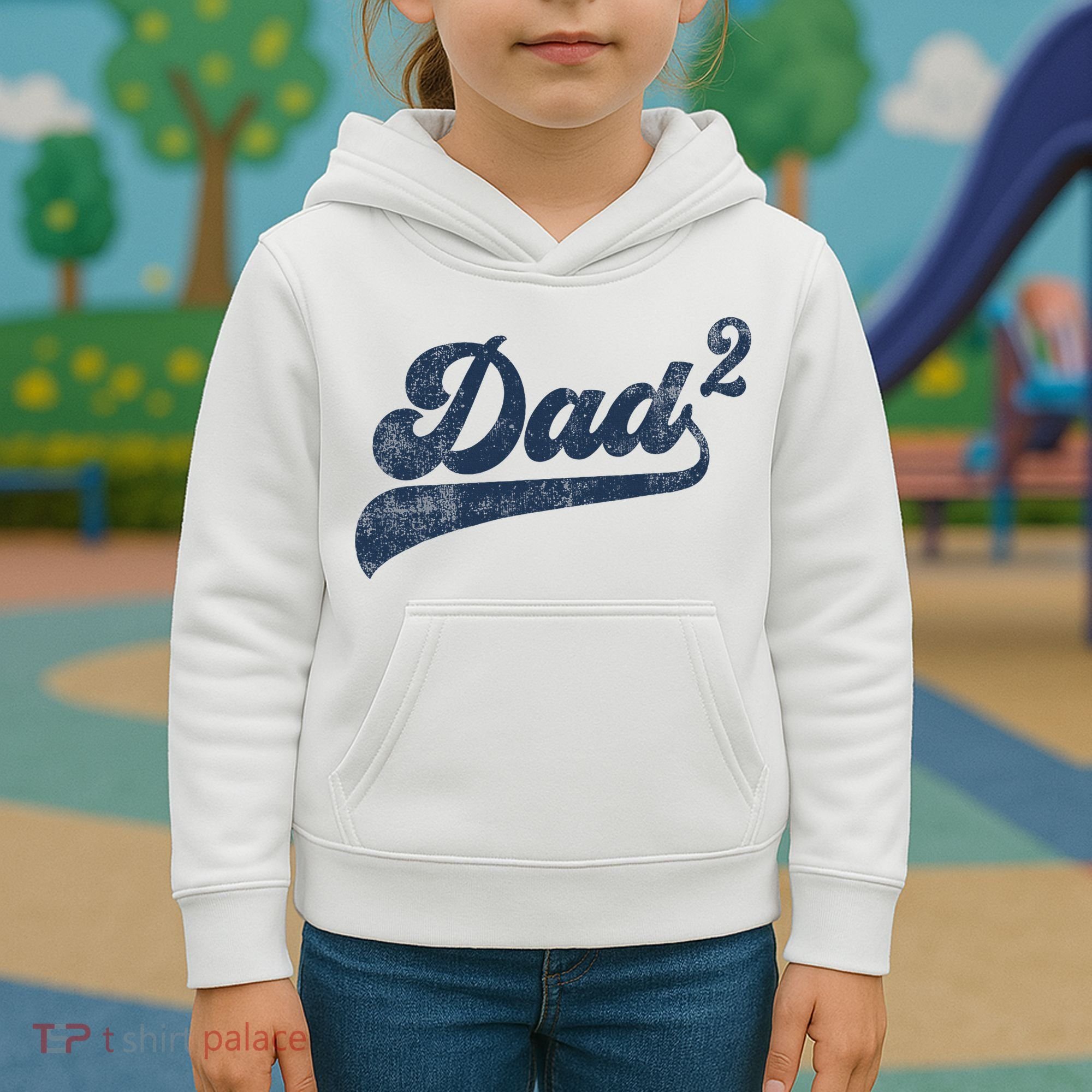 Dad2 Dad Squared Gifts Father Of Two Daddy 2 Second Time Dad Kids Hoodie