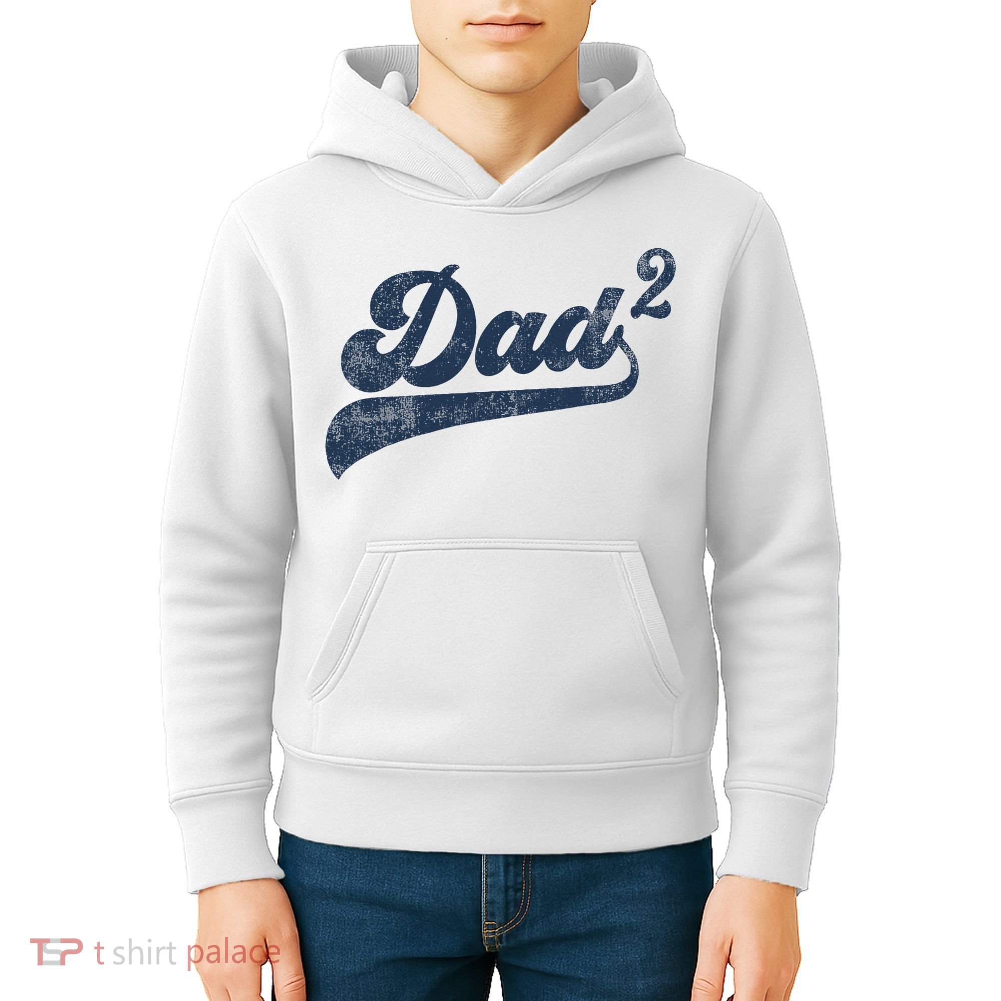 Dad2 Dad Squared Gifts Father Of Two Daddy 2 Second Time Dad Kids Hoodie