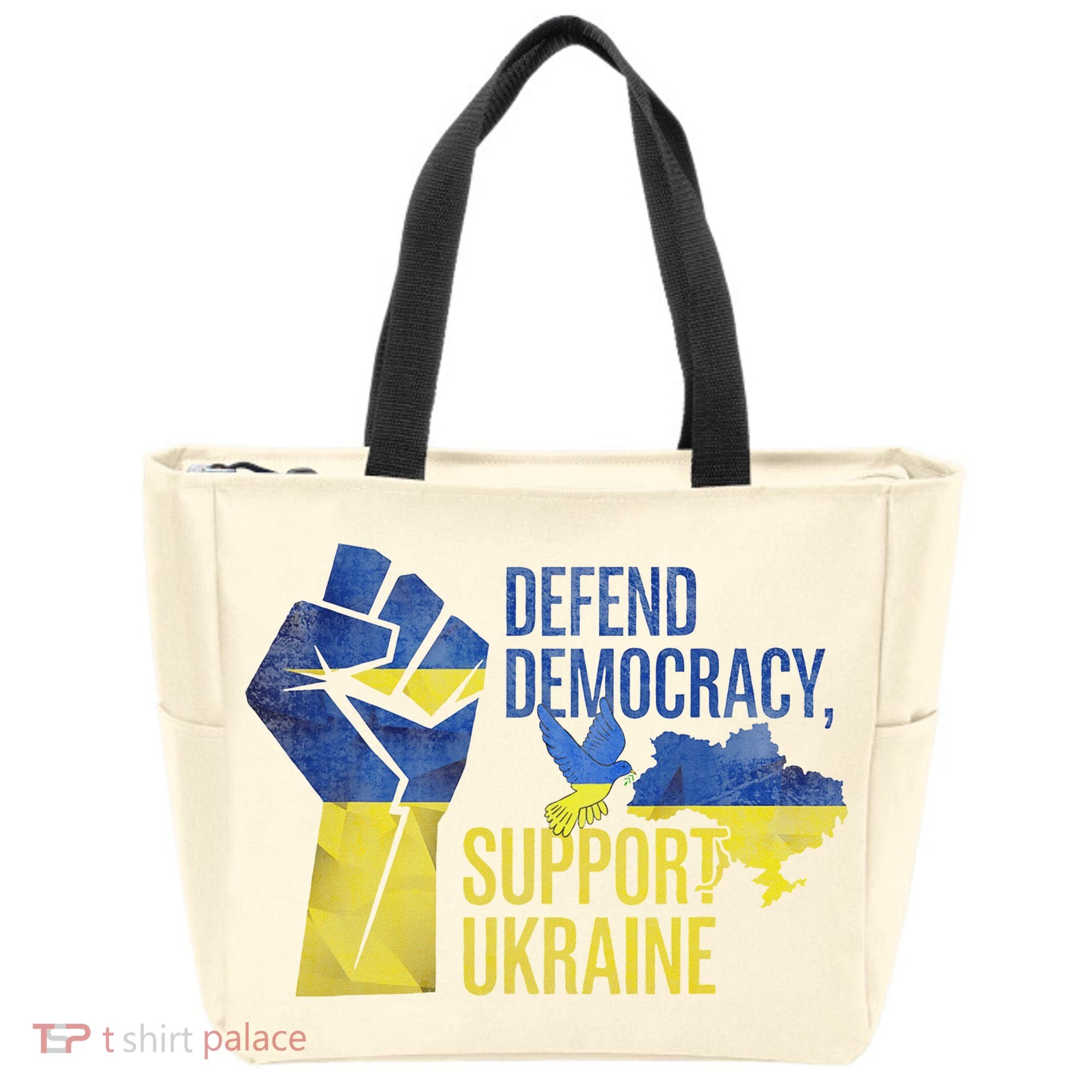 Defend Democracy Support Ukraine Zelensky Ukrainian Flag Tote Bag