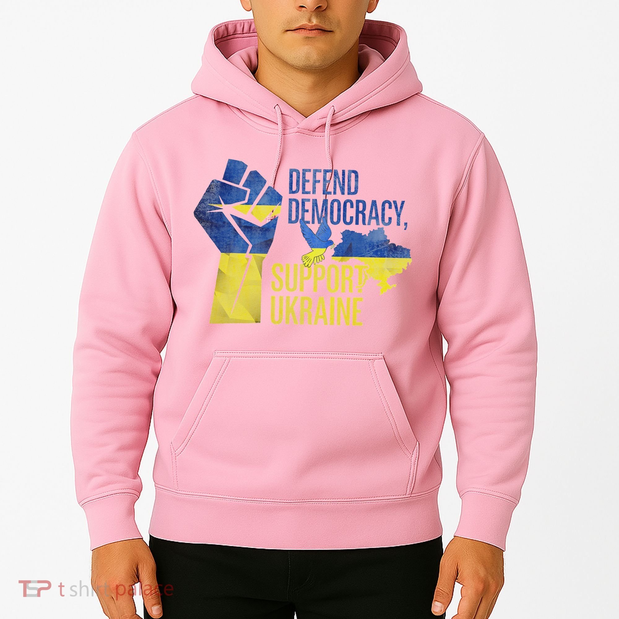 Defend Democracy Support Ukraine Zelensky Ukrainian Flag Hoodie
