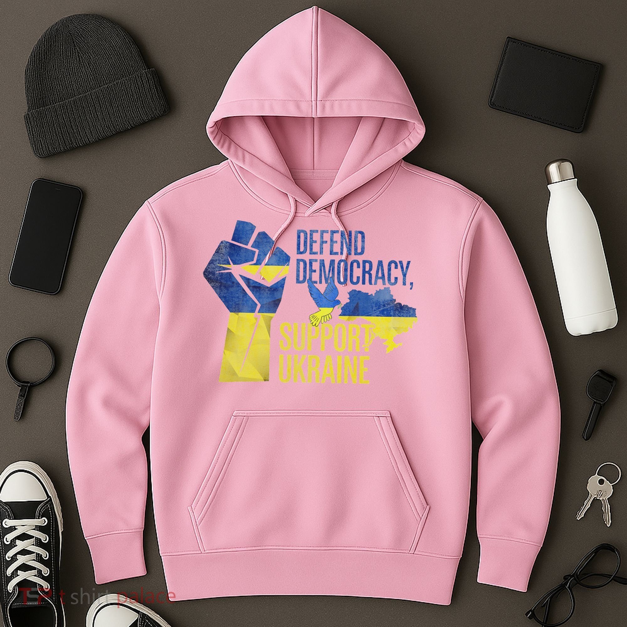 Defend Democracy Support Ukraine Zelensky Ukrainian Flag Hoodie