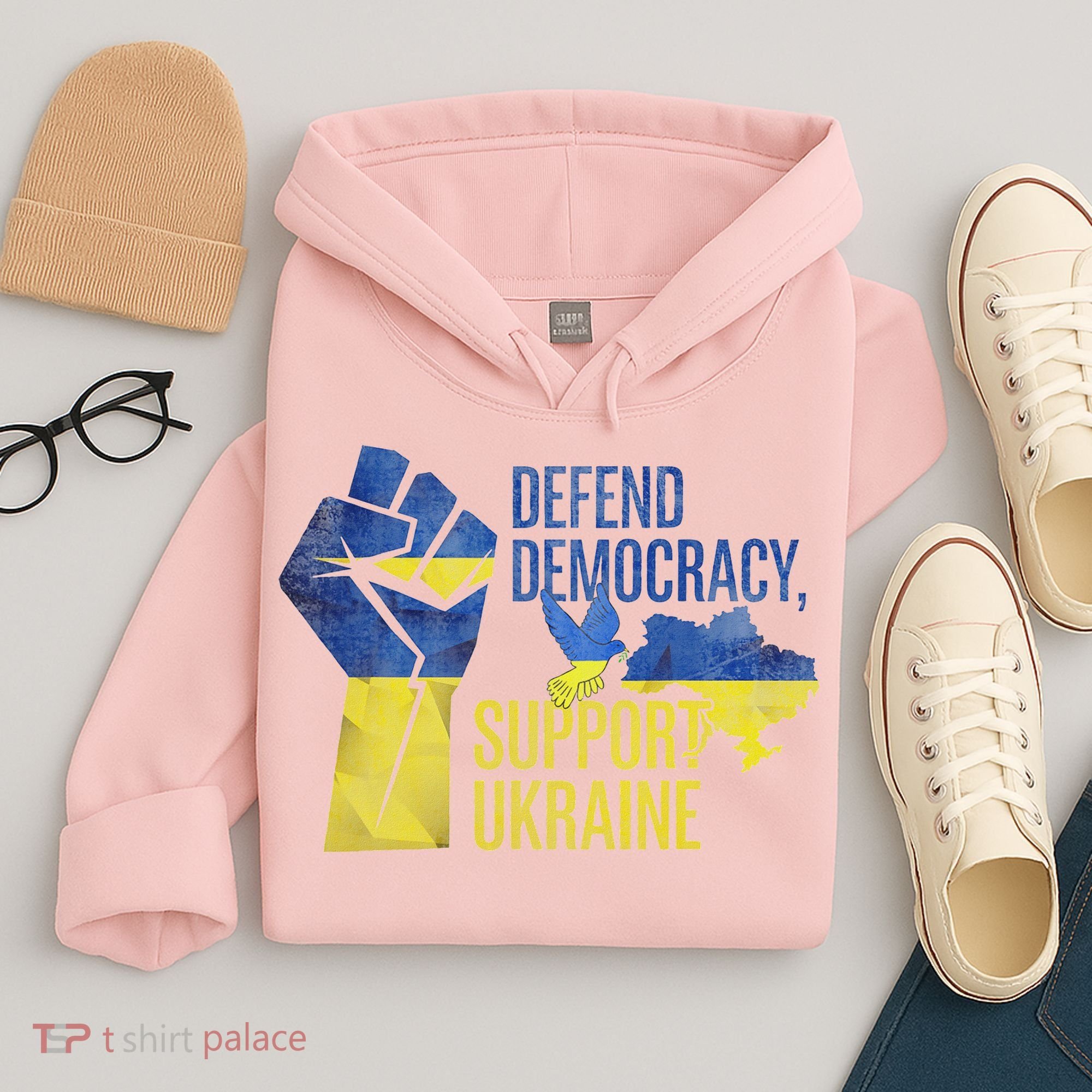Defend Democracy Support Ukraine Zelensky Ukrainian Flag Hoodie