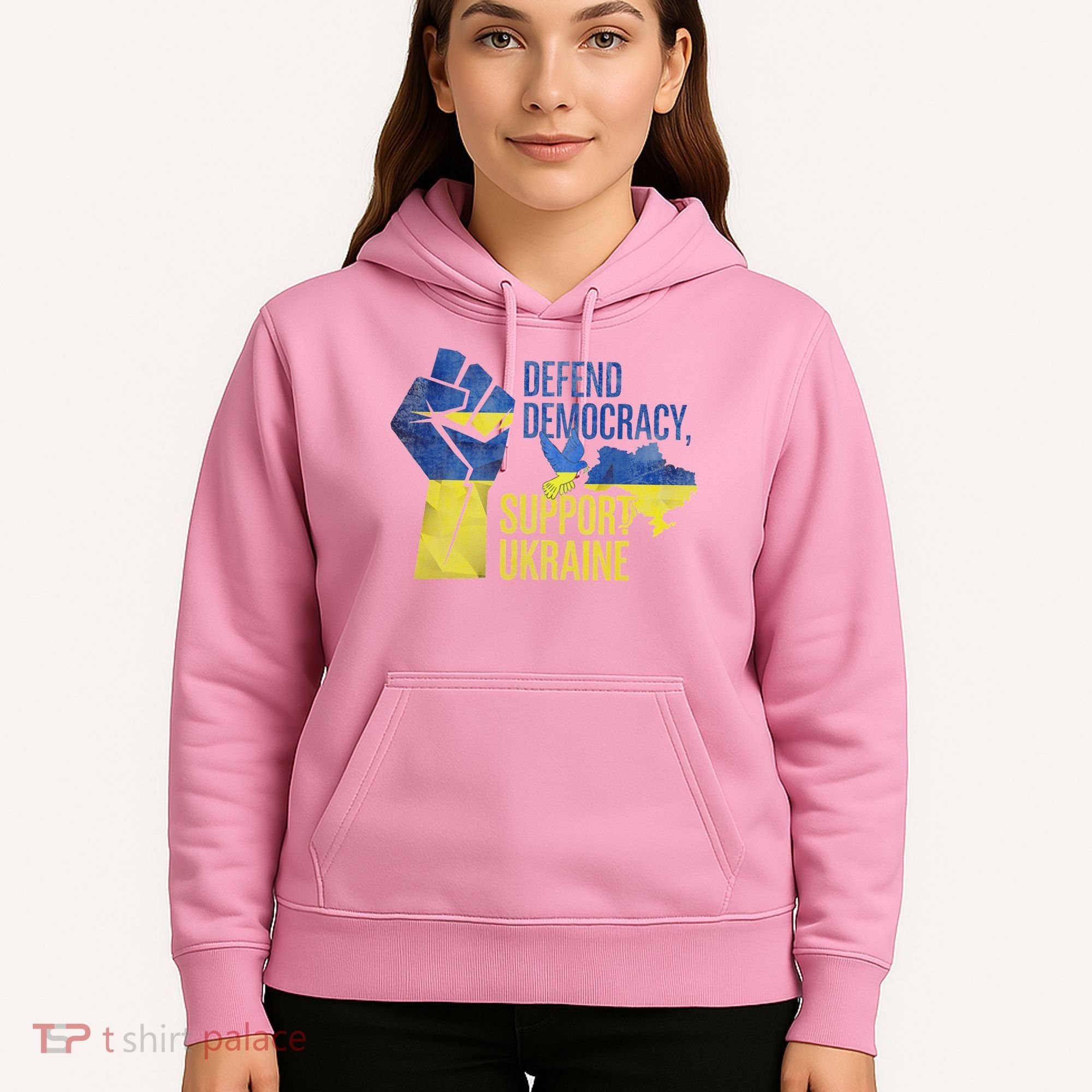 Defend Democracy Support Ukraine Zelensky Ukrainian Flag Hoodie