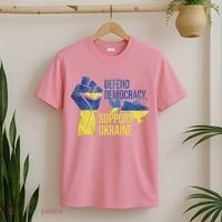 Defend Democracy Support Ukraine Zelensky Ukrainian Flag T-Shirt thumb 2