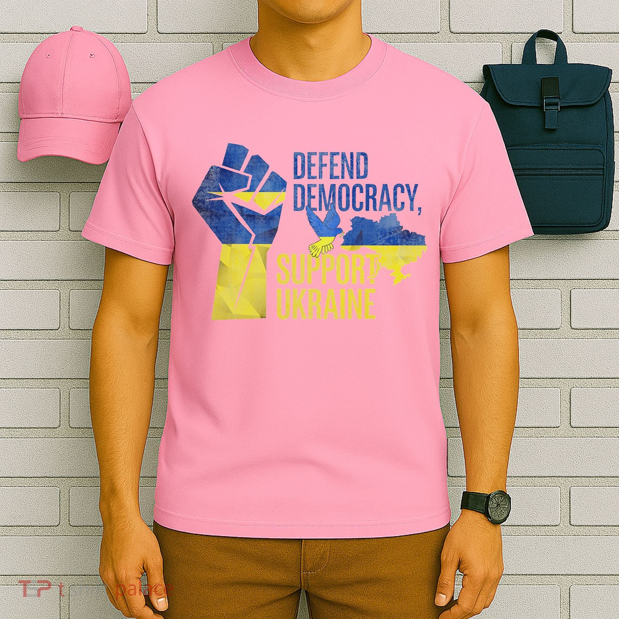 Defend Democracy Support Ukraine Zelensky Ukrainian Flag T-Shirt