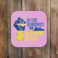 Defend Democracy Support Ukraine Zelensky Ukrainian Flag Coaster thumb 0