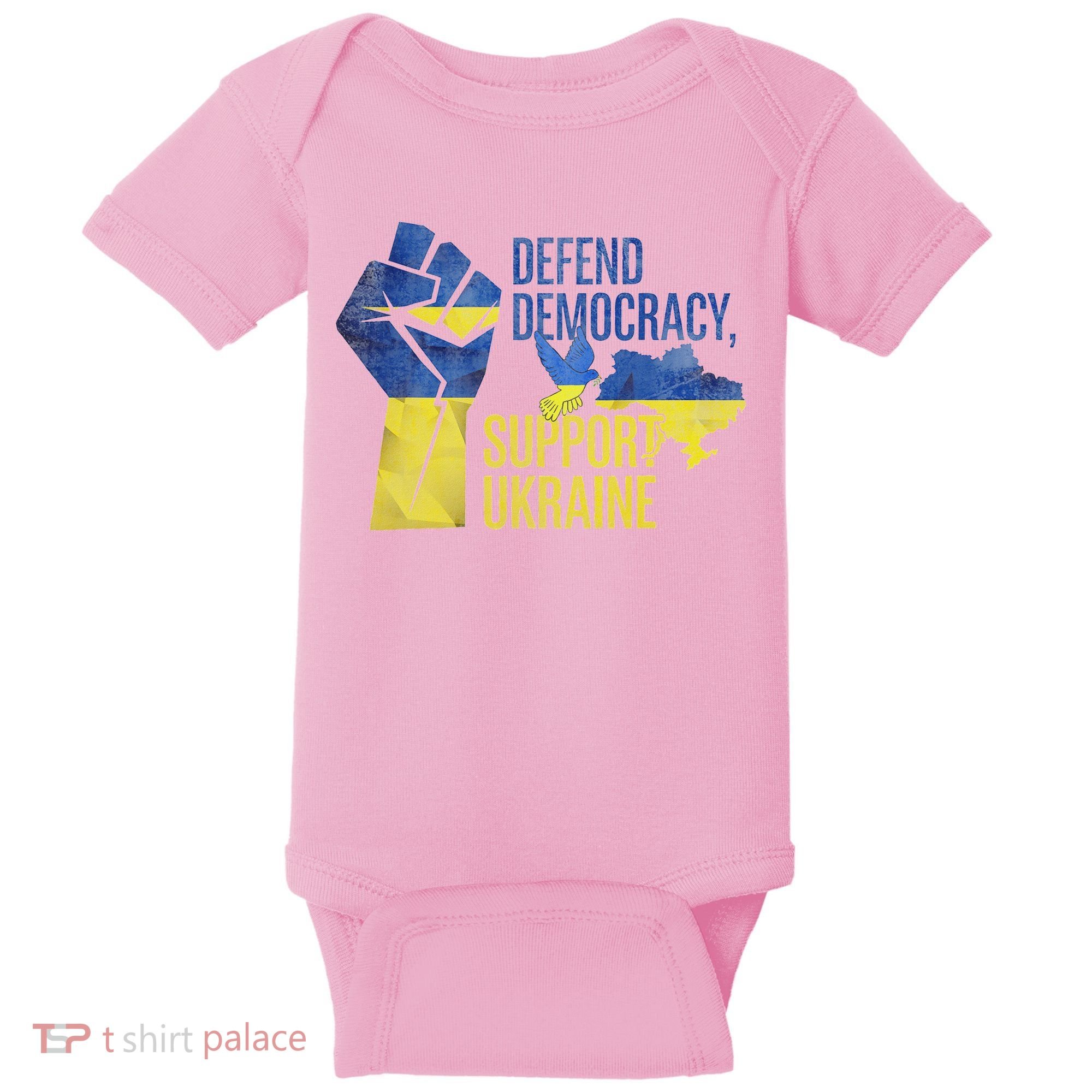 Defend Democracy Support Ukraine Zelensky Ukrainian Flag Baby Bodysuit