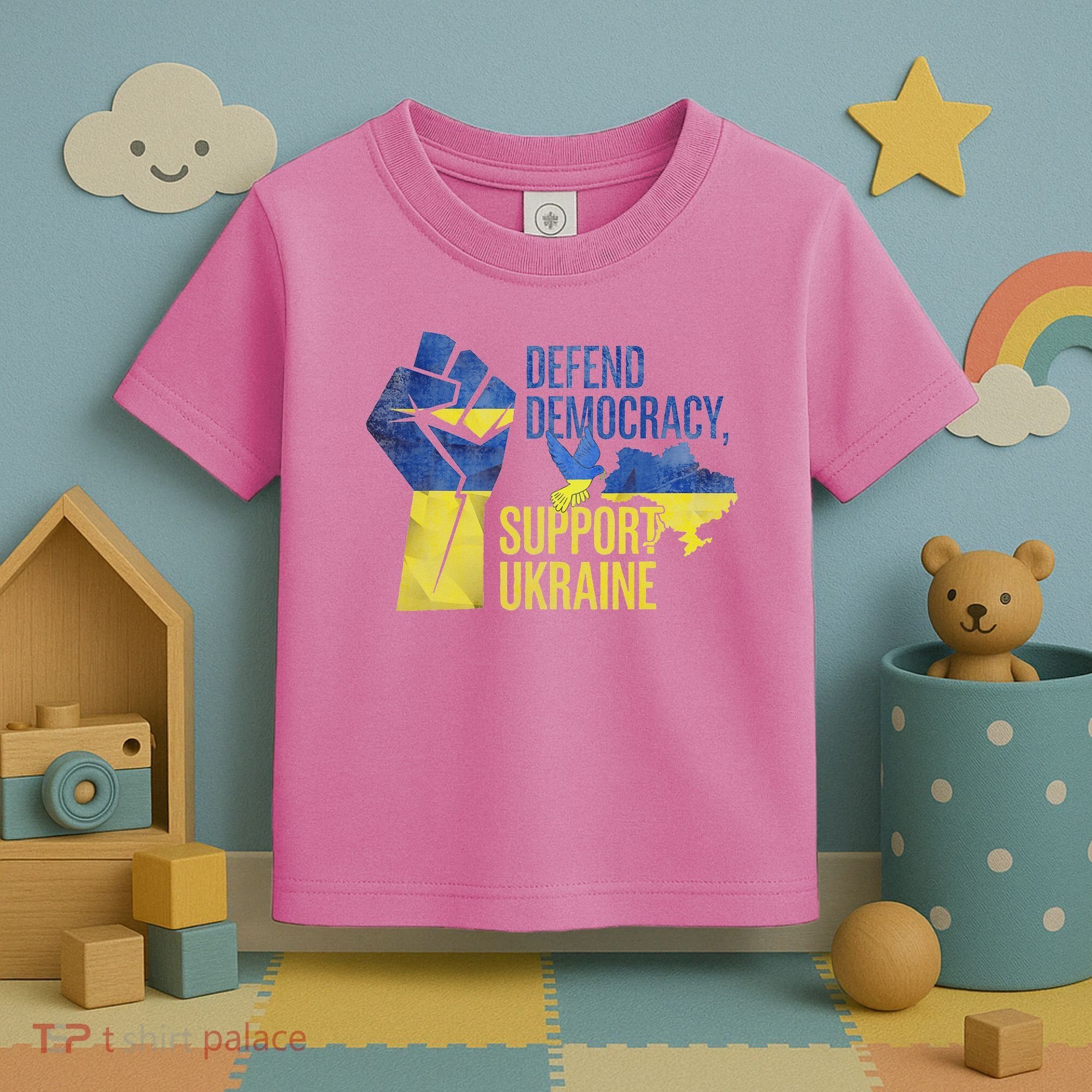 Defend Democracy Support Ukraine Zelensky Ukrainian Flag Toddler T-Shirt